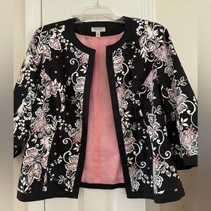 Dress Barn Woman's Jacket Floral with Pink Accents